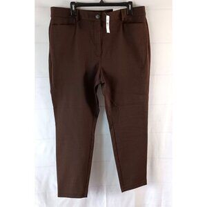 Ann Taylor LOFT Pants 16 Brown Sutton Skinny Curvy Fit Stretch Flat Front NWT